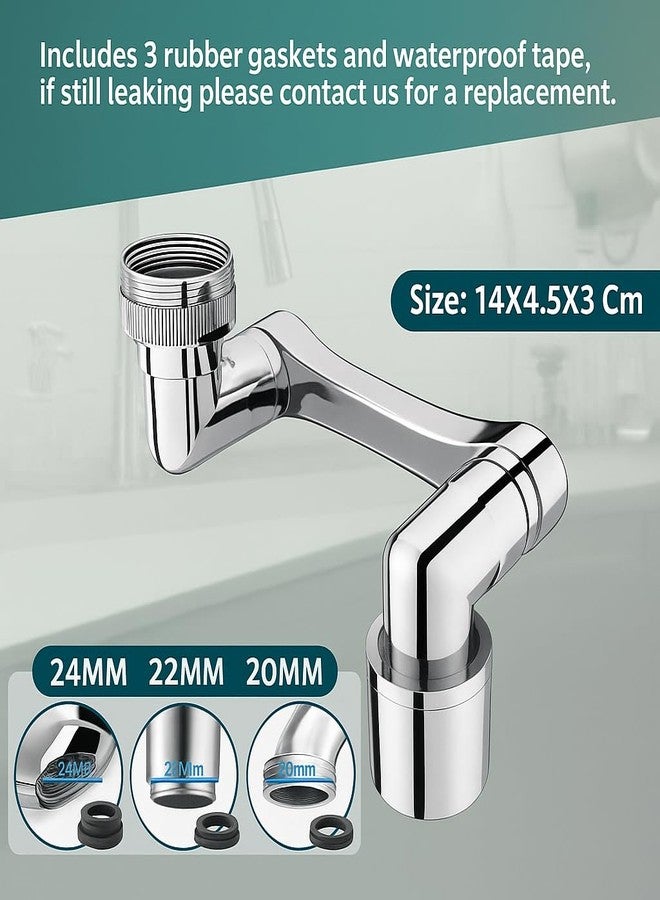 SHREESAMP 1080 Degree Rotating Faucet Extender Universal Tap Water Filter Splash Proof Flexible 3D Arm Kitchen Bathroom Sink Water Saving Nozzle Easy Cleaning Strong Water Flow Steel Chrome Finish - Image 3